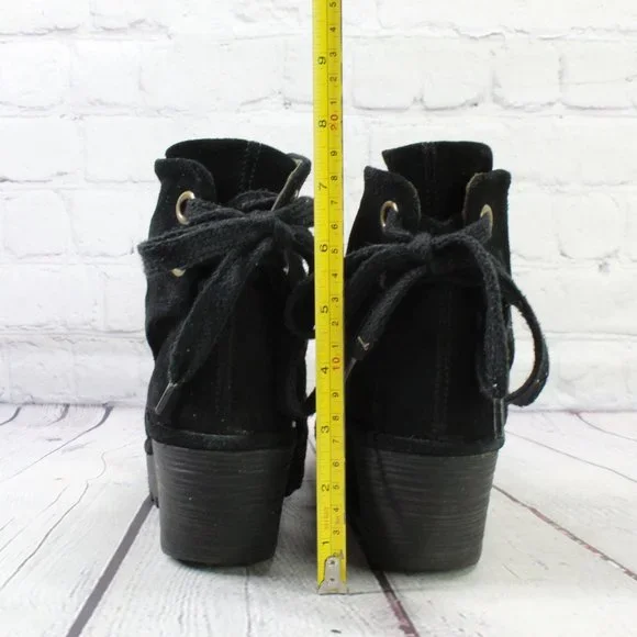 FLY London Yama Black Suede Wedge Ankle Bootie Boot  Size 40 US 10 - Picture 8 of 9